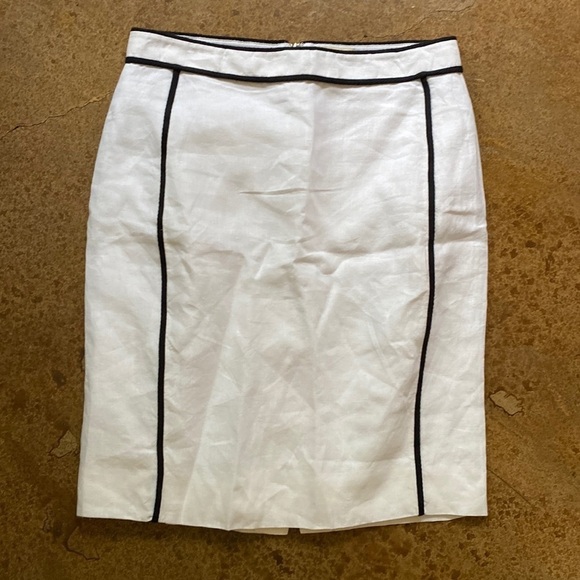 J. Crew white and black linen‎ lined pencil skirt - Picture 1 of 5